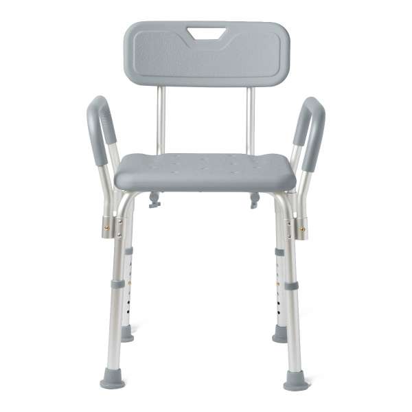 Shower Chair with Backrest and Padded Armrests, 350 lb. Capacity, Gray Image