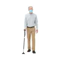 Medline 4U 4-Point Offset Folding Hybrid Cane, Black Image thumbnail